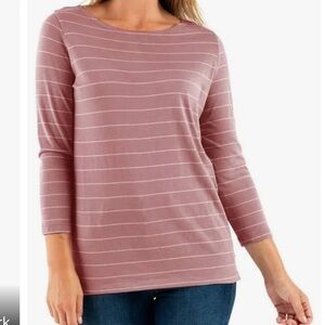 Free Fly Apparel Mauve Pink Striped Long Sleeve Tee